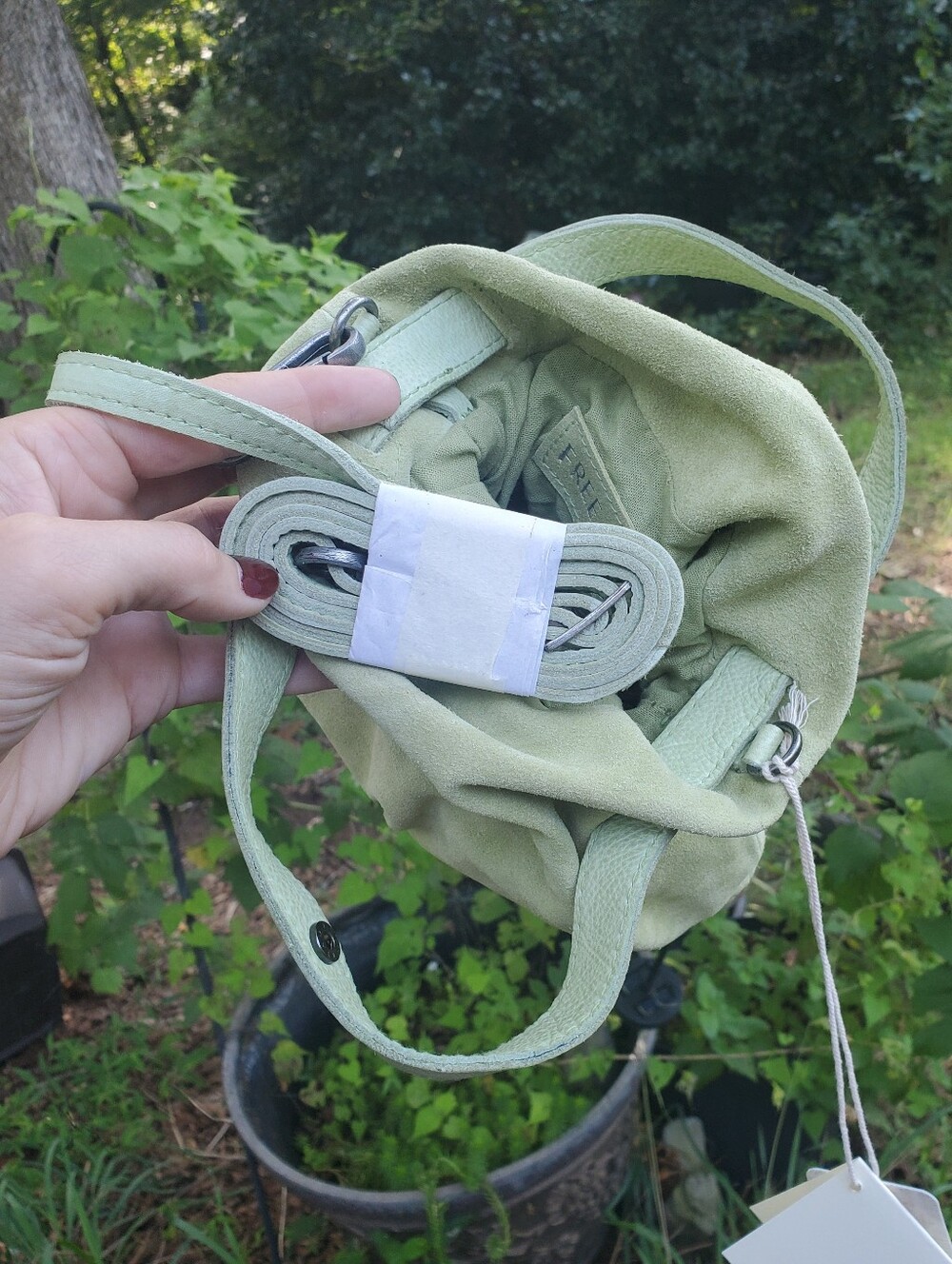 Mini Suede Suki Tote In Matcha - Picture 2 of 8